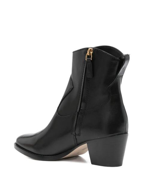 Lauren Ralph Lauren 60mm Harpher leather pointed-toe zip boots - Black