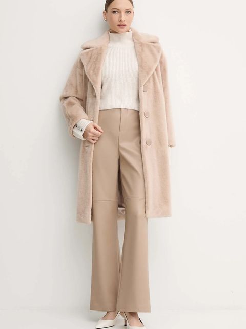 Gaudi sweter damski kolor beżowy ciepły z golfem 521BD53033