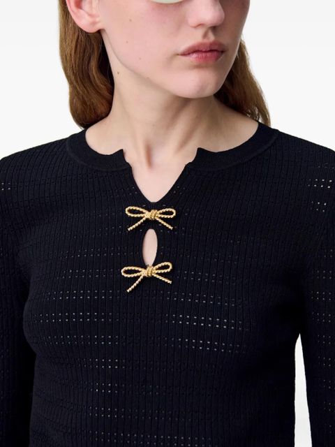 Claudie Pierlot bow-detail knitted top - Black