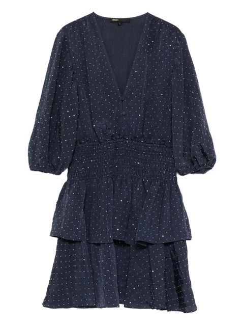 Maje crystal-embellished V-neck mini dress - Blue - zdjęcie produktu nr 1