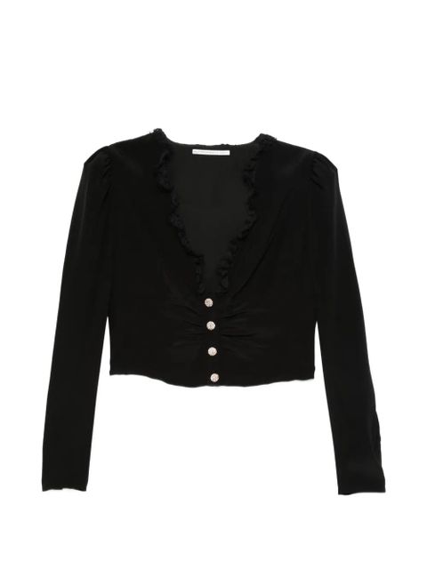 Alessandra Rich lace-trim buttoned blouse - Black - zdjęcie produktu nr 1