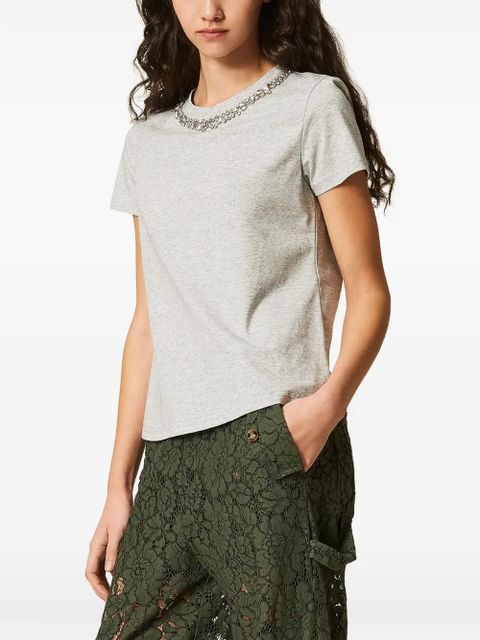 TWINSET cabochon-embellished T-shirt - Grey