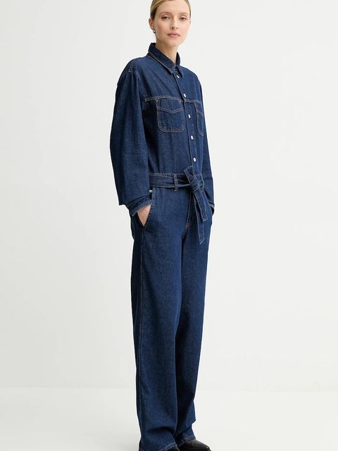 Marc O'Polo kombinezon jeansowy kolor granatowy bawełniany z kołnierzykiemm 5000006876