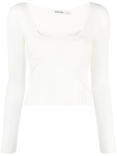 Simkhai sweetheart-neck fine-knit top - White - zdjęcie produktu nr 1