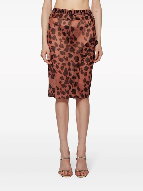 Christopher Esber semi-sheer ruffled midi skirt - Brown