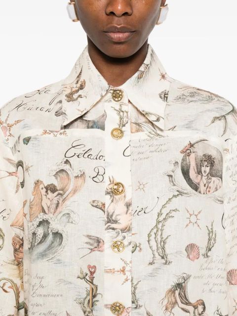 ZIMMERMANN buttoned graphic mini dress - Neutrals