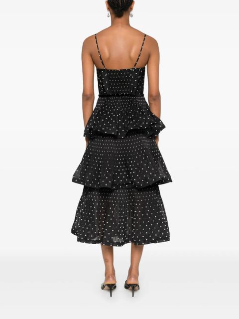 ZIMMERMANN pleated polka-dot midi dress - Black