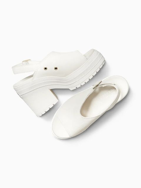 Converse sandały zamszowe Chuck 70 De Luxe Heel Mule damskie kolor biały na słupku A15070C