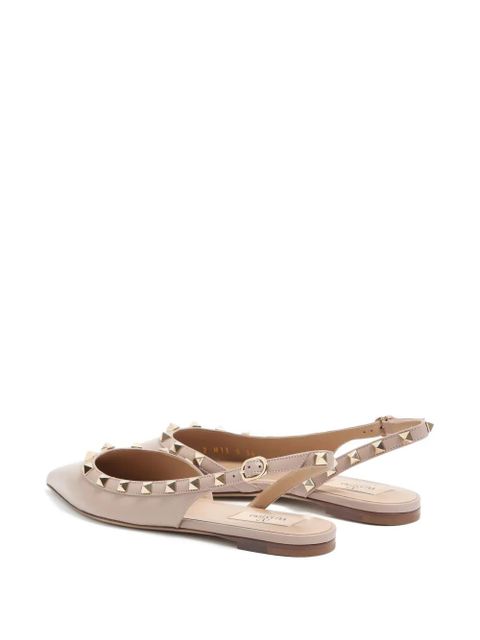 Valentino Garavani Rockstud calfskin flat pumps - Neutrals