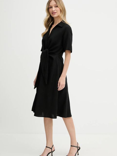 Tommy Hilfiger sukienka lniana kolor czarny mini rozkloszowana WW0WW45836