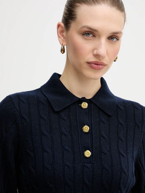 Barbour sweter z dodatkiem wełny Evie damski kolor granatowy LKN1730