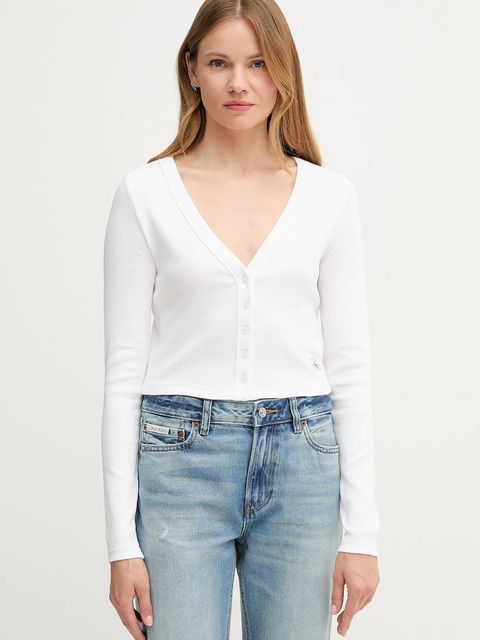 Calvin Klein Jeans kardigan damskie kolor biały lekki LV047C204G - zdjęcie produktu nr 1