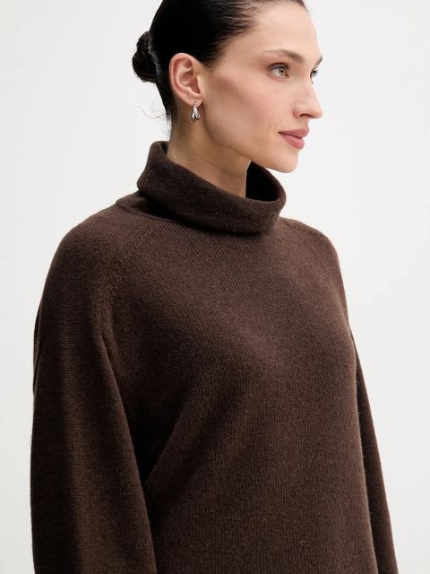 Marc O'Polo sweter z dodatkiem wełny kolor brązowy z golfem 510609060267