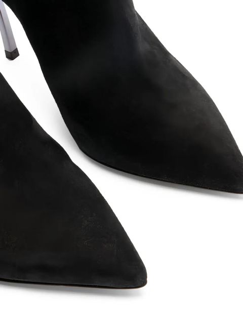 Casadei 100MM metallic-heel suede over-the-knee boots - Black