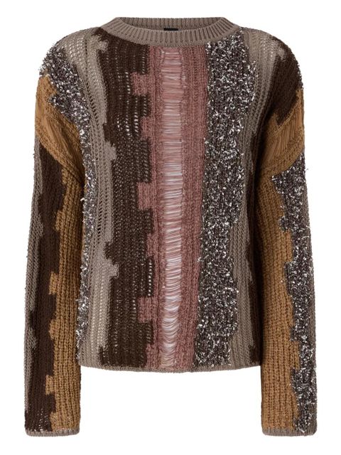 PINKO sequin striped sweater - Brown - zdjęcie produktu nr 1