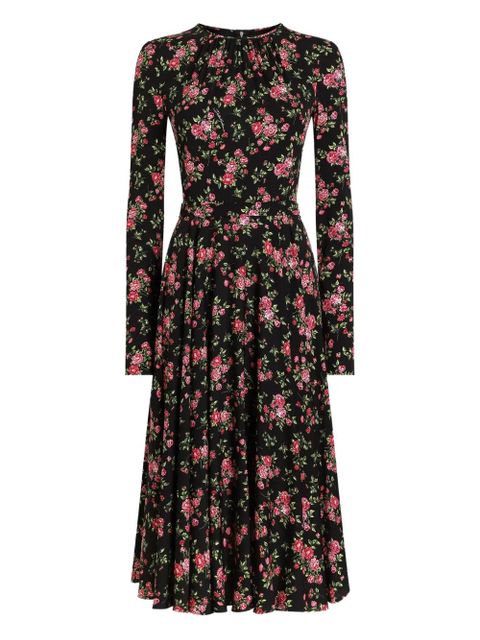 Dolce & Gabbana floral long-sleeve midi dress - Black - zdjęcie produktu nr 1