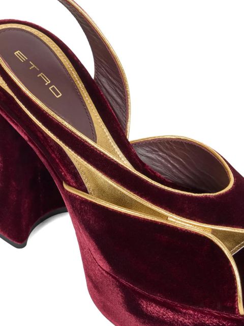 ETRO velvet metallic-trim platform sandals - Red