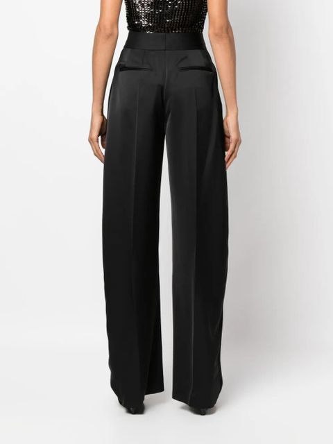 The Attico tailored wide-leg satin trousers - Black