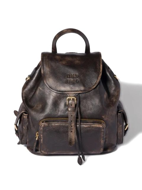 Miu Miu leather large backpack - Brown