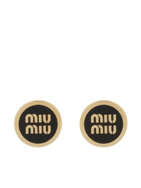 Miu Miu logo-embossed stud earrings - Gold - zdjęcie produktu nr 1