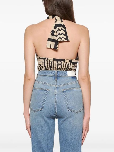 Johanna Ortiz halterneck print top - Black