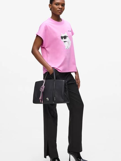 Karl Lagerfeld t-shirt bawełniany IKON AQUARELLE damski kolor różowy A2W17115