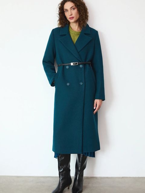 Medicine płaszcz z domieszką wełny damski kolor zielony