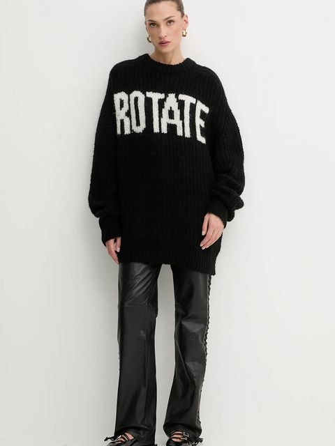 Rotate sweter z dodatkiem wełny damski kolor czarny ciepły 114910100