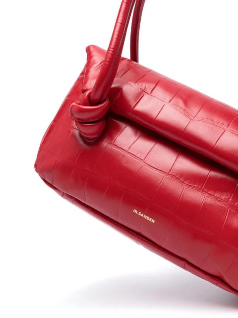 Jil Sander small crocodile-effect shoulder bag - Red