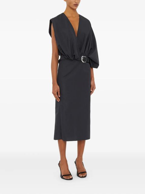 Christopher Esber belted swaddled taffeta midi dress - Grey