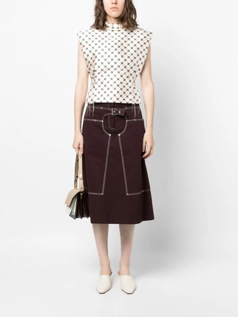Lanvin floral-print sleeveless blouse - Neutrals