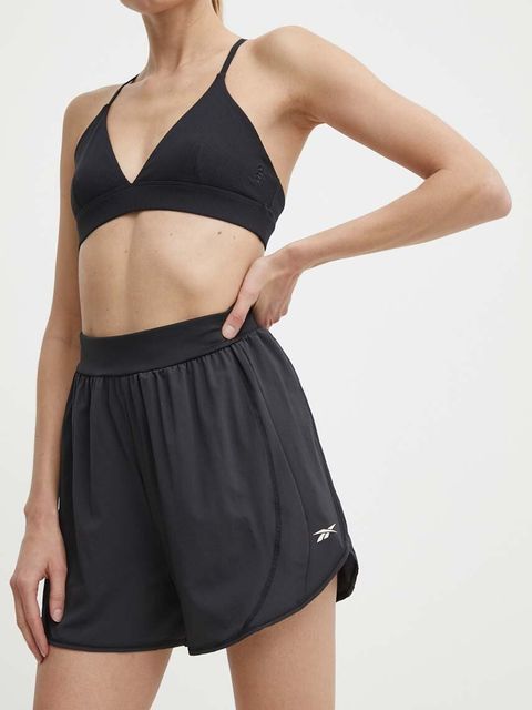 Reebok szorty treningowe Lux kolor czarny gładkie high waist 100075360 - zdjęcie produktu nr 1