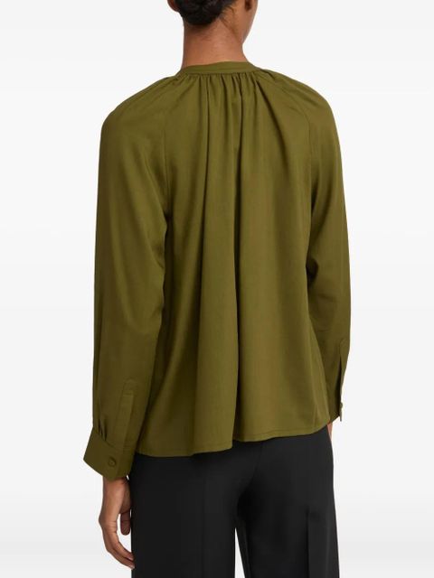 Yves Salomon pleated-neck shirt - Green