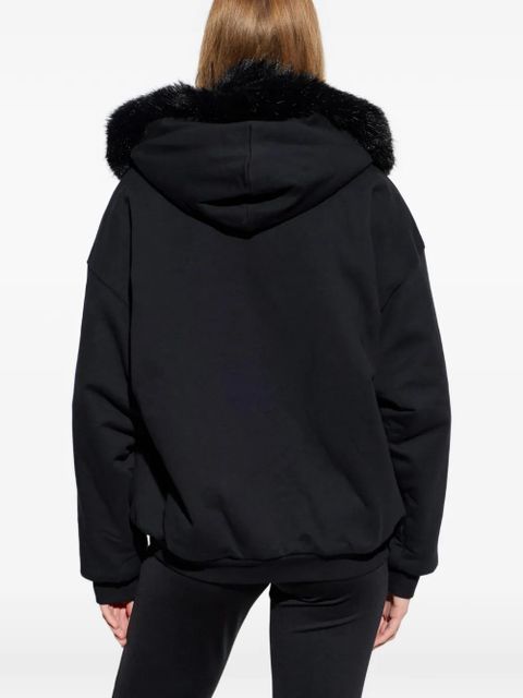 Balenciaga faux-fur trim hoodie - Black