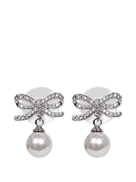 Self-Portrait bow crystal earrings - Silver - zdjęcie produktu nr 1