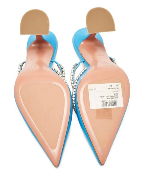 Amina Muaddi rhinestone-embellished pointed mules - Blue