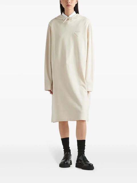 Prada triangle-logo fleece hoodie dress - Neutrals - zdjęcie produktu nr 2