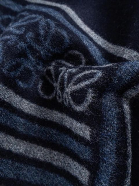 LOEWE fringed patterned scarf - Blue