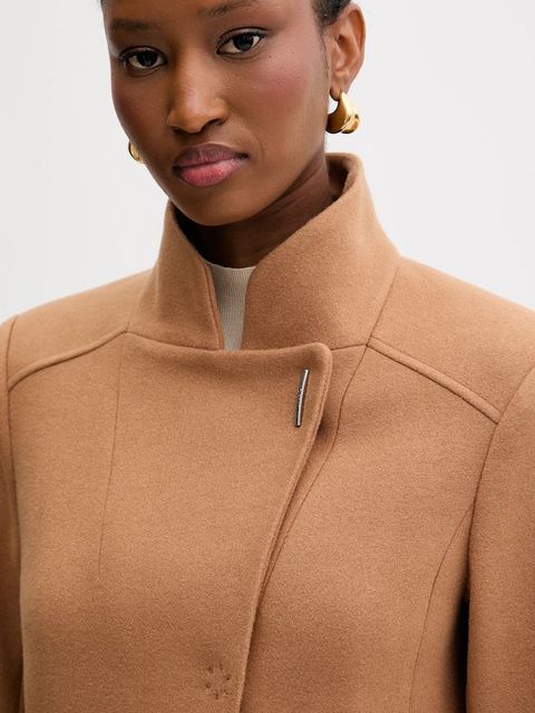 Liu Jo płaszcz z domieszką wełny kolor brązowy MF5119 J4873