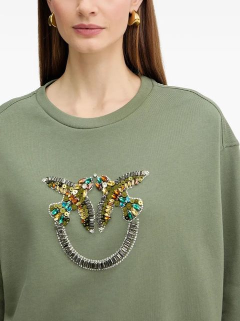 PINKO beaded-logo sweatshirt - Green