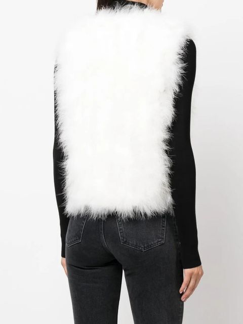 Yves Salomon silk feathered-finish waistcoat - White