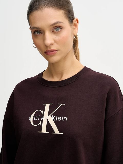 Calvin Klein Jeans bluza damska kolor brązowy z nadrukiem LV047B234G