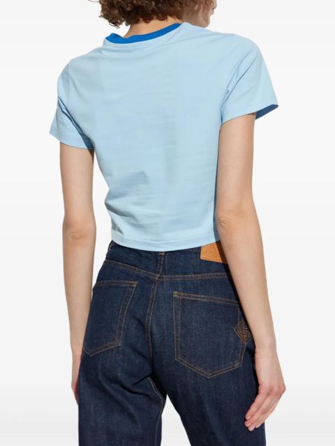 Casablanca Montagne contrasting-trim cropped T-shirt - Blue