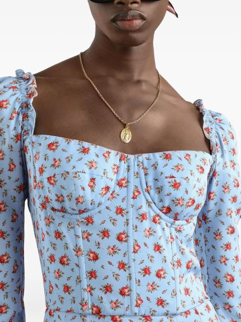 Dolce & Gabbana long-sleeve floral dress - Blue