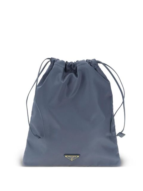 Prada logo-plaque drawstring shoulder bag - Blue - zdjęcie produktu nr 1
