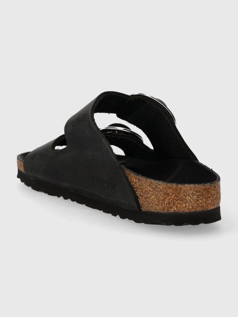 Birkenstock klapki skórzane Arizona Big Buckle damskie kolor czarny 1011075
