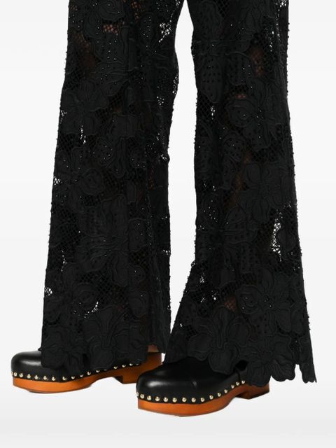 SANDRO floral-lace trousers - Black