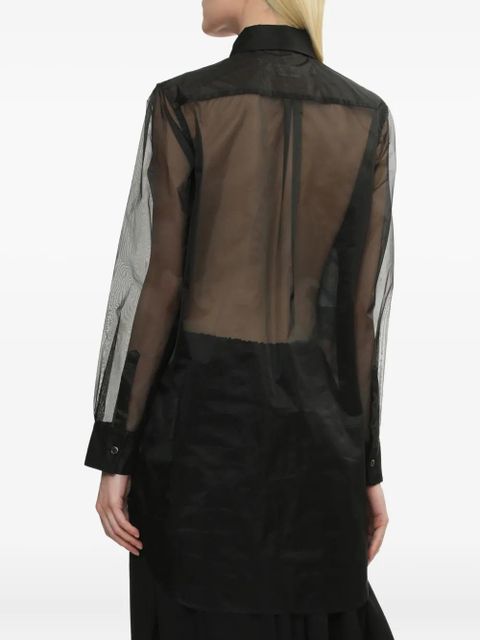 Comme Des Garçons sheer-panel printed shirt - Black