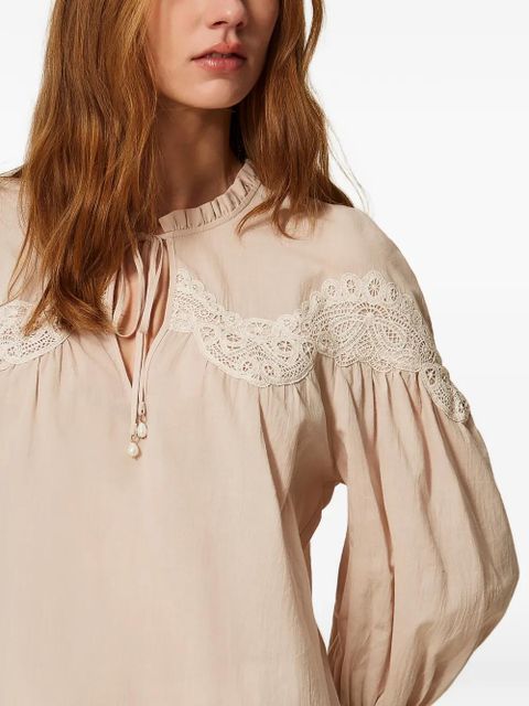 TWINSET lace-panelling blouse - Neutrals