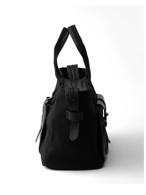 Prada Route large canvas and leather tote bags - Black